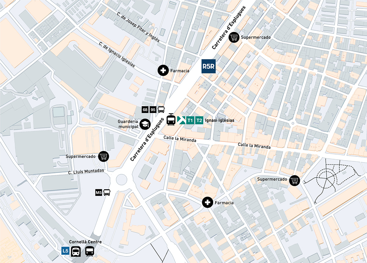 mapa pisos de obra nueva en Cornellá, Edifici Cornellá