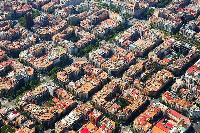 Vista aérea del Eixample de Barcelona.